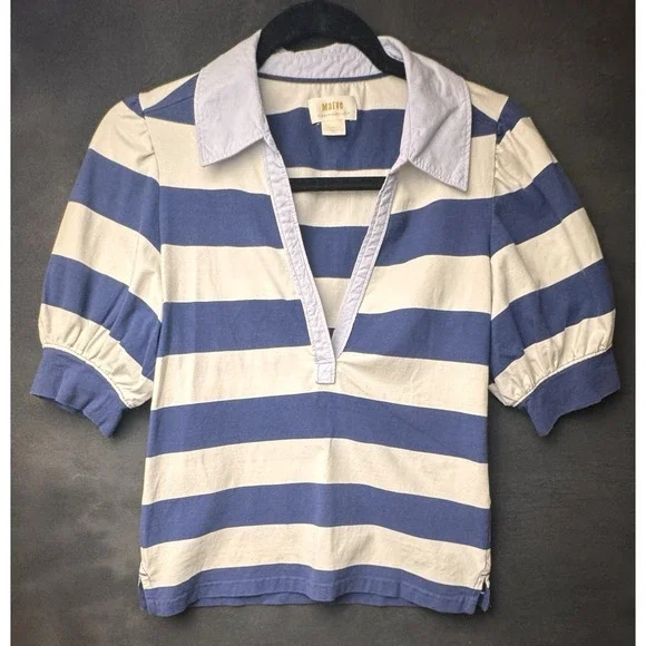 Maeve Anthropologie Puff-Sleeve Polo Top Size Small - Picture 2 of 8